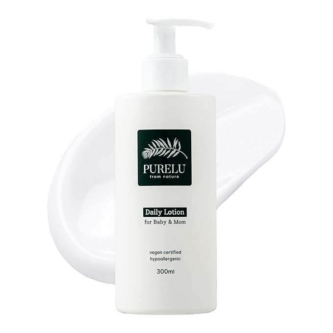 PURELU Baby Lotion For Newborn, Toddler Lotion, Vegan Body Lotion For Sensitive Skin, Baby Skin Care, Hypoallergenic Fragrance Free (10.14 Fl Oz / 300ml)