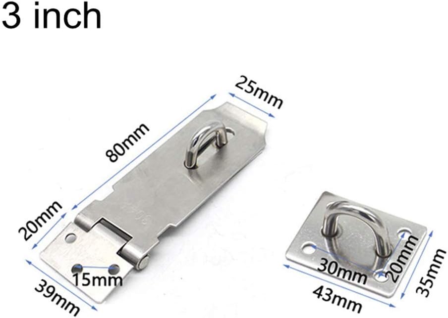 Door Locks Hasp Latch, 3 Inch Stainless Steel Safety Packlock Clasp Hasp Lock Latch, Extra Thick Door Gate Lock Hasp with Screws Brushed Finish 2 Pack