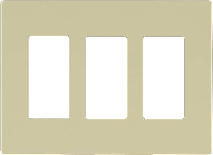 LIDER Matte Finish Decorator Switch Cover, Screwless Wall Plate, Mid-Size 3-Gang 4.88" x 6.77", Unbreakable Polycarbonate Thermoplastic, UL Listed, LSWP-33M-I, Ivory