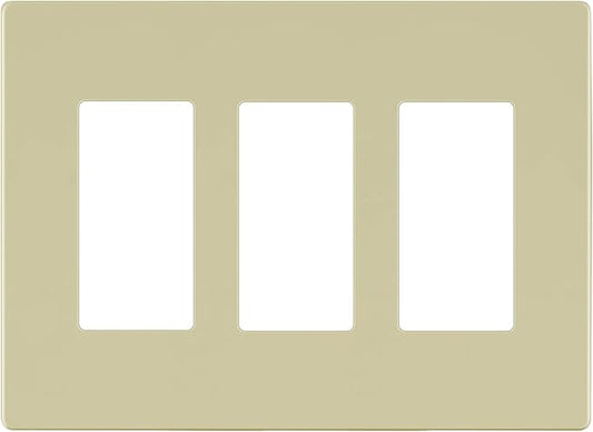 LIDER Matte Finish Decorator Switch Cover, Screwless Wall Plate, Mid-Size 3-Gang 4.88" x 6.77", Unbreakable Polycarbonate Thermoplastic, UL Listed, LSWP-33M-I, Ivory