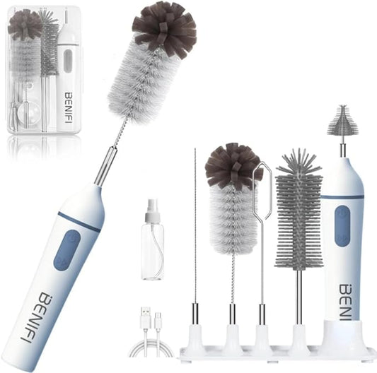 Electric Bottle Brushes Set, Baby Bottle Brush Cleaner, Portable Cleaning Brush Set, Silicon Bottle Brushes, Formula Mixer, Nipple Brush, Straw Brush, Soap Dispenser