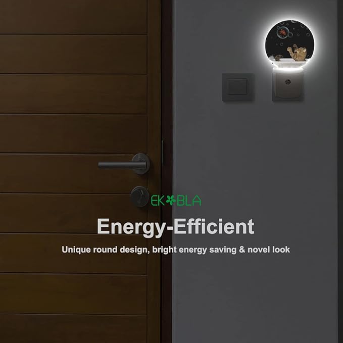 EKOBLA Funny Cat and Fish Night Light Black Cat Play Gold Fish Bubbles in Bathtub Night Lights Plug into Wall Home Decor Cute Nightlight for Men Women