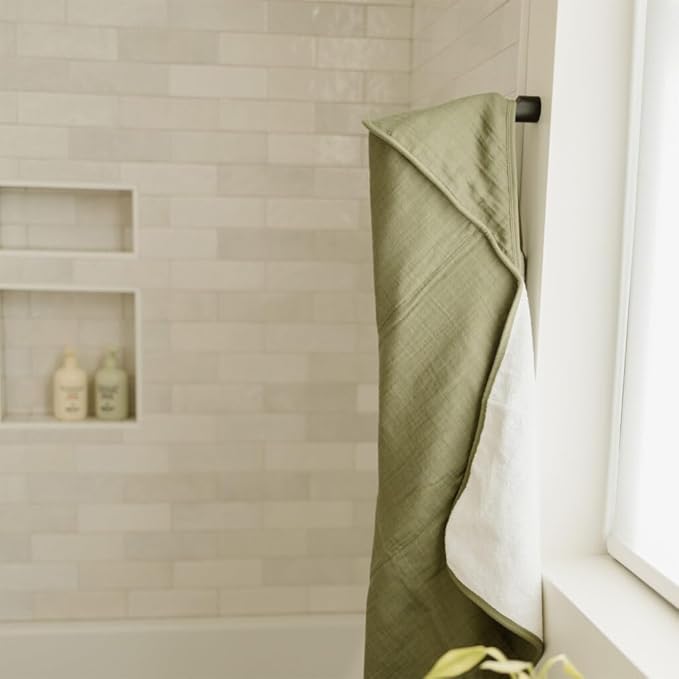 Little Unicorn Premium Infant Hooded Bath Towel| Soft & Absorbent Cotton & Terry Fabric for Newborns (Fern)