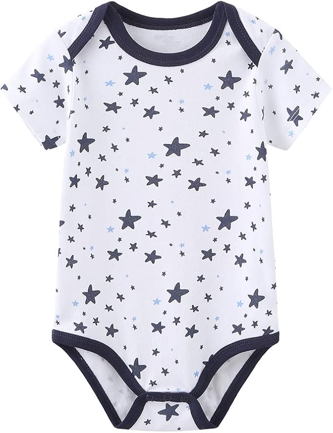 Chamie Newborn Baby Cute Design Bodysuit Short Sleeve One-Piece Baby Clothes for Boys and Girls