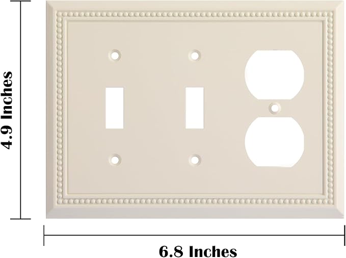 Henne Bery Sunken Pearls Heavy Duty Decorative Wall Plate Switch Plate Outlet Cover (Double Toggle/Single Duplex, Light Almond)