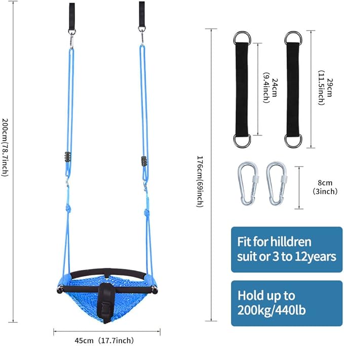 Toddler Swing & 2-in-1Baby Swing - Adjustable Rope Swing Seat for Kids Indoor & Outdoor Durable Backyard Swing Set for Infants & Toddlers (Blue)