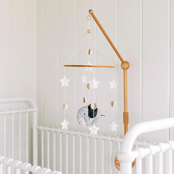 Sorrel + Fern Scandinavian Elephant Baby Crib Mobile - Grey, Portable, Hanging Mobile for Newborns, Parents, Gift-givers