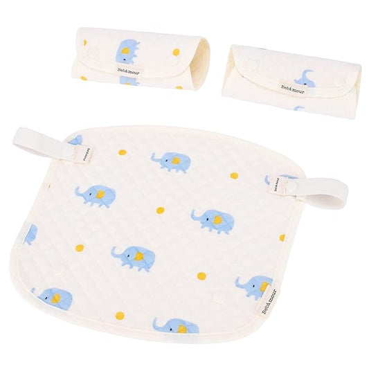 Bebamour Drool and Teething Reversible Cotton Pad For All Carry Positions Baby Carrier White Drool Bib For Boys & Girls(Elephant)
