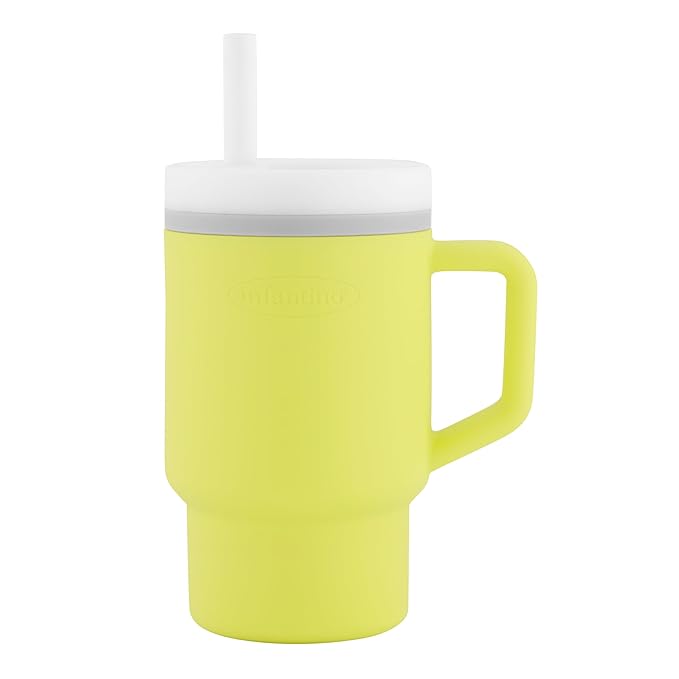 Infantino My 1st Tumbler, Silicone Sippy Cup with Straw & Handle, Spill-Resistant Baby Cup for On-the-Go, BPA-Free Transition Bottle, Citrus
