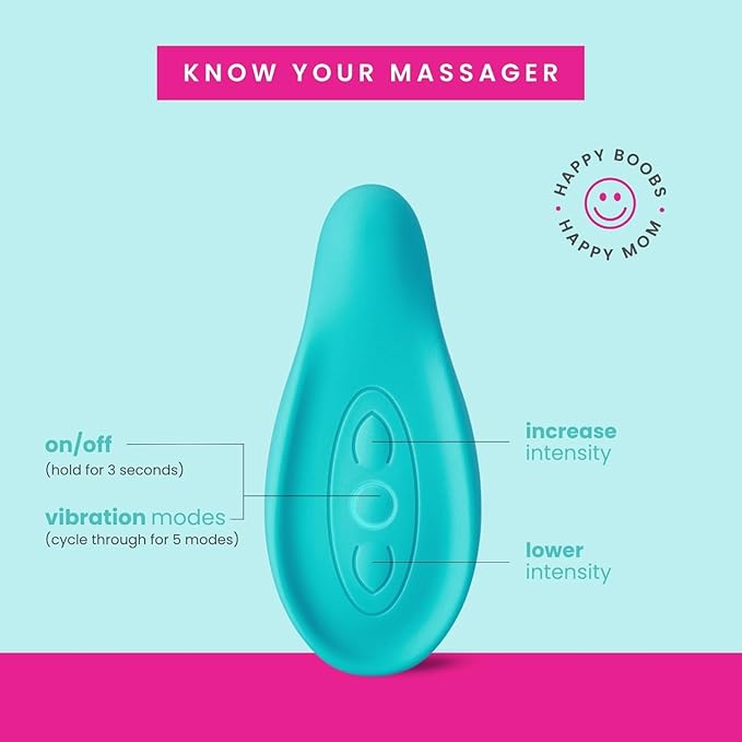 Lactation Massager - Patented Breastfeeding Relief, Boost Milk Flow & Ease Discomfort from Clogged Ducts, Engorgement, Mastisis - Postpartum Essentials for Nursing Moms - HSA/FSA Medical Device