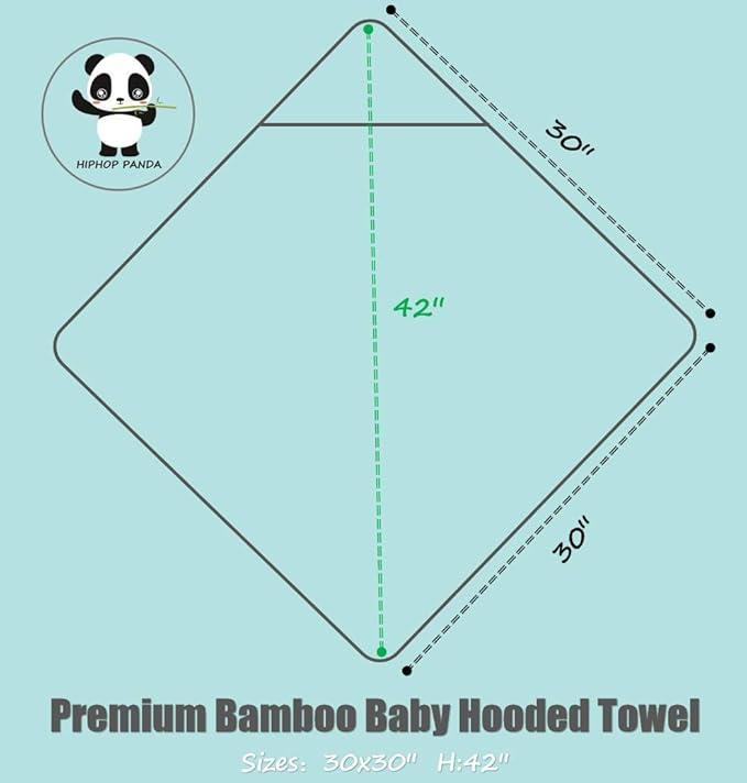 HIPHOP PANDA Hooded Towel - Rayon Made from Bamboo, Bath Towel with Bear Ears for Newborn, Babie, Toddler, Infant - Absorbent Large Baby Towel - Dinosaur, 30 x 30 Inch