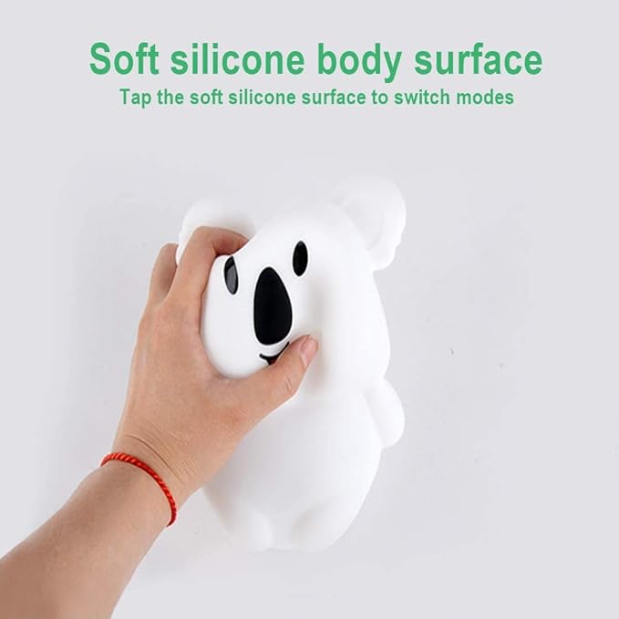 Large Koala Night Lights Kid Bedside Bedroom Light, Nursery Moon lamp, Portable Color Changing Care Lamps - Break Resistant, Eye Caring, Adjustable Brightness & Color and Time Setting - Large