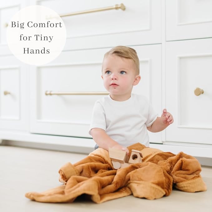 SARANONI Luxury Security Blankets for Babies | Ultra-Soft Lush and Boutique Quality Baby Blanket | Camel, Mini - 15" x 20"