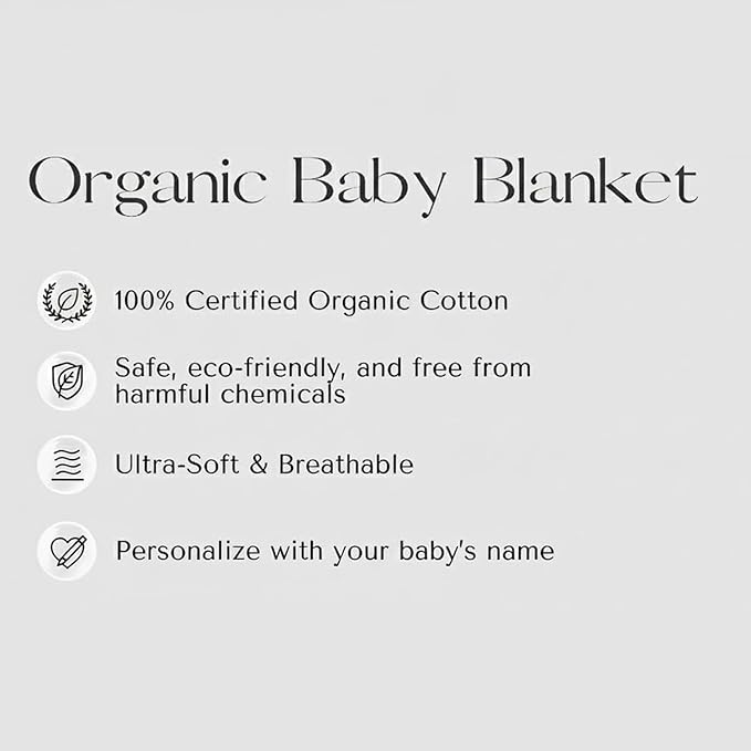 Luxury Personalized Name Knitted Baby Blanket -Embroidered, Soft Breathable Cotton Knit for Newborns - Valentine's Gift for New Moms Baby Boy Girl Birthday Christmas.