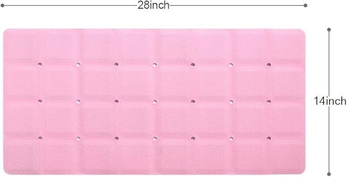 Bathtub Mat Non Slip Soft Rubber Bathroom Bath No Suction Cups for Textured Tub Silicone Shower Bath Tub Mat(Pink, 28-inch x 14-inch)