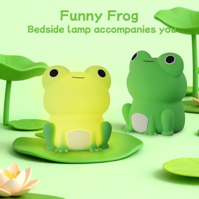 Night Light for Kids,Cute Frog lamp,Warm-Toned Soft Silicone Sleep Night Light,Best Bedroom Bedside Decor Christmas Birthday Gift for Boy Girl Toddler