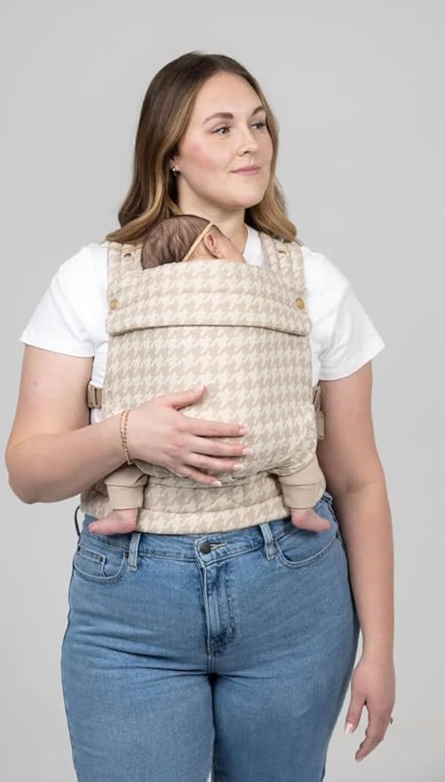 Mabē Monarch Ergonomic Baby Carrier – Premium Cotton Soft Structured Newborn to Toddler Carrier with Hip-Healthy Design, 3 Carry Positions (7-35lbs), Lightweight & Breathable, (Houndstooth)