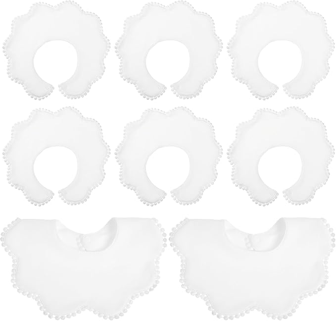 JenPen White Bibs for Baby Girl Bandana Muslin 360 Bibs Baby Bandana Drool for Girl Set for Teething Toddler