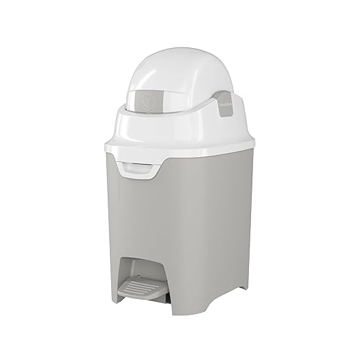 Foundations Mini Hands-Free Diaper Pail with Airtight Lid - Durable & Odorless Diaper Disposal, Large Capacity, Holds up to 30 Newborn Diapers, Refill with Any Bags - Gray