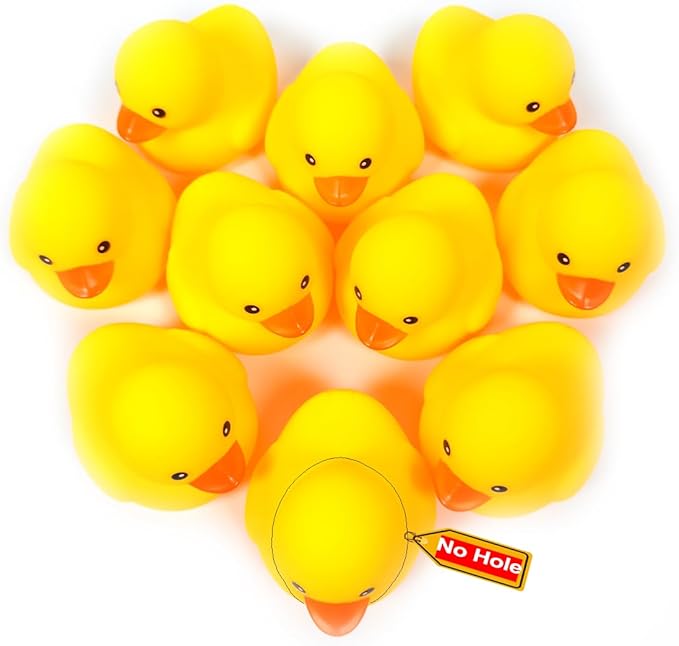 Waterproof No Squeak No Hole No Bebe Noise 10 Pcs 3 Inch Rubber Funny Yellow Ducky Duck Bath Pool Toy Without Hole for Kid Shower Bathtub Toy Birthday Party Decor Cake Topper in Bulk