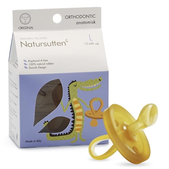 Natursutten Pacifiers 12-18 Months - 1-Pack Original Shield Orthodontic Nipple Natural Rubber Safe & Soft BPA-Free for Breastfeeding Babies - Newborn Pacifiers Made in Italy