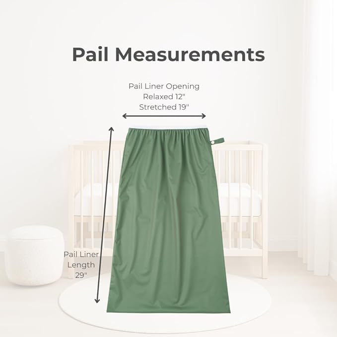 Nora's Nursery Pail Liner for Cloth Diapers - Reusable and Washable - Fits all Standard Diaper Pails - Waterproof Pail Liner with Strap for Diaper Pails, Laundry & Kitchen Garbage Cans (Garden - 2 Pk)