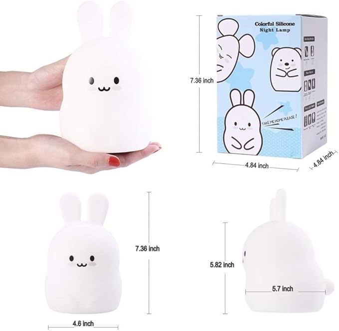 Night Light, Big Size Night Light for Kids, Bedside Lamp, Multicolor Light with Remote Control, Break Resistant, Eye Caring, Adjustable Brightness & Color, Timing Function - Large Rabbit