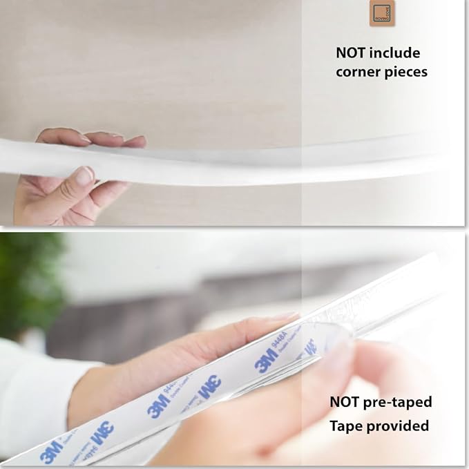Roving Cove HeftyFit Edge Protector for Baby Proofing (12ft Large Edge Only), Heavy-Duty Soft Furniture Edge Bumper Guards, Desk Edge Cushion, Wall Corner Covers, 3M Adhesive, Oyster White (Off White)