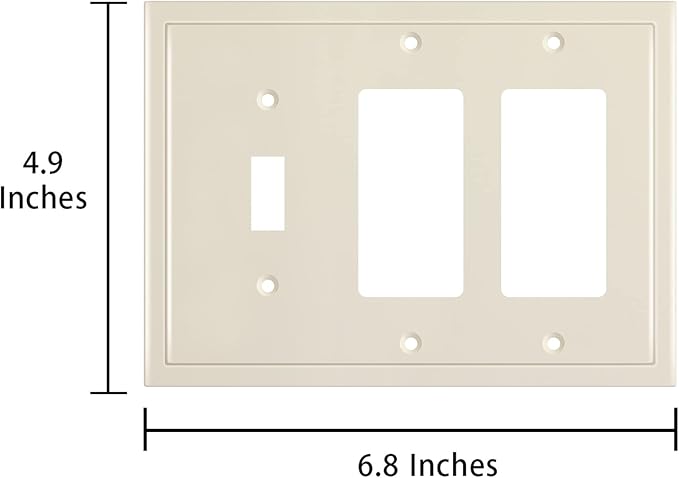 Henne Bery Modern Edge Decorative Wall Plate Switch Plate Outlet Cover, Durable Solid Zinc Alloy (Single Toggle/Double Decorator, Light Almond)