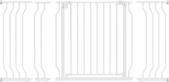 29-57" Baby Gate for Stairs, Baby Safety Essentials, Auto Close Gate for Doorways, Easy Install Pressure Mounted Dog Gate Indoor, Pet Gates for Dogs, White