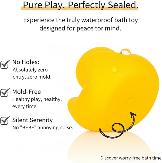 Rubber Yellow Duck,Waterproof No Hole No Squeak 5 Pcs 3.4 Inch No Bebe Noise Ducky Bath Pool Toy Without Hole for Kid Shower Bathtub Toy Birthday Party Decor Cake Topper in Bulk