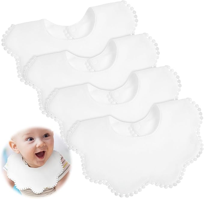JenPen White Bibs for Baby Girl Bandana Muslin 360 Bibs Baby Bandana Drool for Girl Set for Teething Toddler