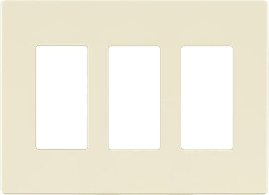 LIDER Matte Finish Decorator Switch Cover, Screwless Wall Plate, Mid-Size 3-Gang 4.88" x 6.77", Unbreakable Polycarbonate Thermoplastic, UL Listed, LSWP-33M-LA, Light Almond