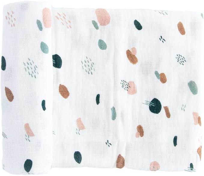 RED ROVR 100% Certified Organic Cotton Muslin Swaddle | Newborn Receiving Blanket | Baby Wrap | Boy, Girl, Unisex | Soft, Lightweight, Breathable | Burping, Nursing | 44" x 44" | Dots & Dashes