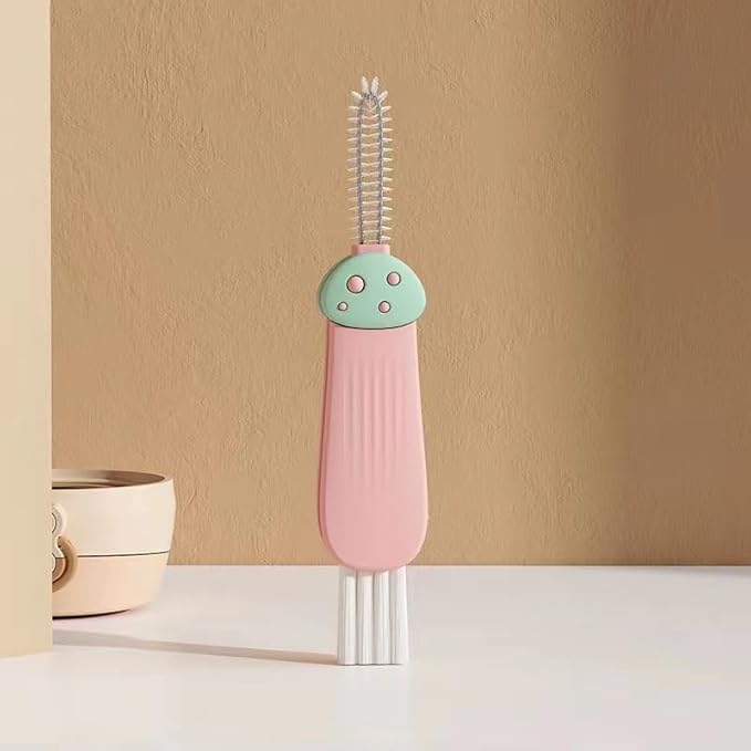 3 in 1 Cup Lid Cleaning Brush, 2024 New Crevice Cleaning Brush Set for Baby Bottle Gap Tight Spaces Cup, 3 in 1 Multifunctional Cleaning Brush Portable Cup Lid Cleaner with Brush(A)