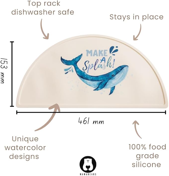 Silicone Baby Bib and Mat | Boys Girls Babies & Toddlers | Waterproof, Adjustable, BPA Free