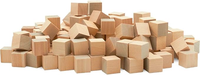 DIY Wooden Cubes 3/4-inch, Pack of 50 Small Blank Wooden Blocks, Unfinished Wood Blocks for Crafts, STEM, Dice, and Building Blocks for Stacking, by Woodpeckers