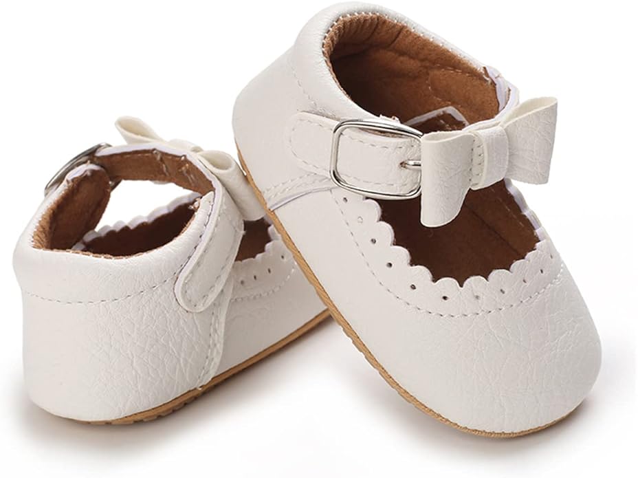 COSANKIM Baby Girls Mary Jane Flats Shoes Anti-Slip Rubber Sole Infant Toddler Princess Wedding Dress Shoes