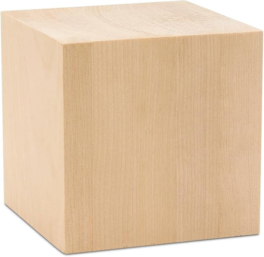 DIY Wood Cubes 4-inch, Pack of 1 Large Blank Wooden Blocks for Crafts, STEM, Building, Monitor Riser, Photo Cube Craft, and Home Decor, by Woodpeckers