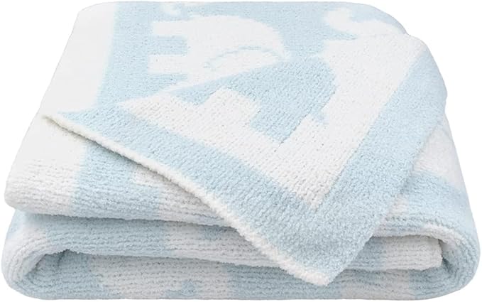 Living Textiles Chenille Baby Blanket - Blue Elephant Ultra Soft, Thick, and Versatile | Warm Blanket for Newborns, Throw Blanket for Crib, Stroller Cover | Perfect Baby Gift 40 x 30 inches
