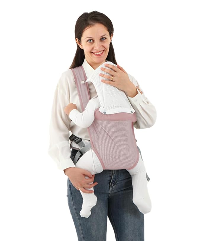 Baby Carrier Newborn Wrap,Ergonomic Infant Soft Carriers for Toddler 7-45 lbs,Adjust Back Strap/Waist Belt,4-in-1 Babe Carrier Front&Back,for Hiking Travel or Everyday Family Events-solid color (Pink)