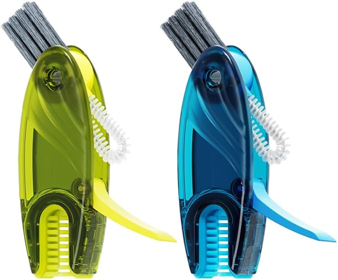 4 in 1 Cup Lid Cleaning Brush Set Multifunctional Bottle Brush Cleaner Tiny Bottle Cup Lid Brush Straw Cleaner Tools Mini Silicone Bottle Cup-Holder Cleaner with Hook Remover Green + Blue