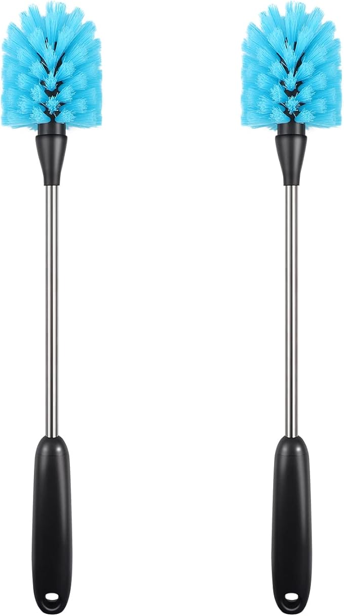 2 Pack Water Bottle Brush,15-inch Long, Bottle Brush Cleaner, Bottle Scrubber, Kitchen Scrub Brush Suitable for Water Bottles, Cups, Glasses, Baby Bottles, Wine Glasses, Blue