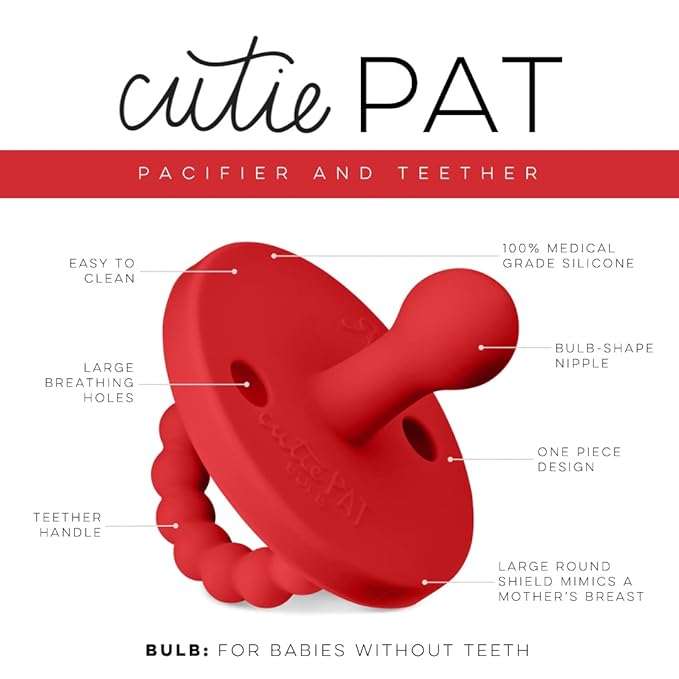 Ryan & Rose Cutie PAT Pacifier Teether (Bulb, Red)
