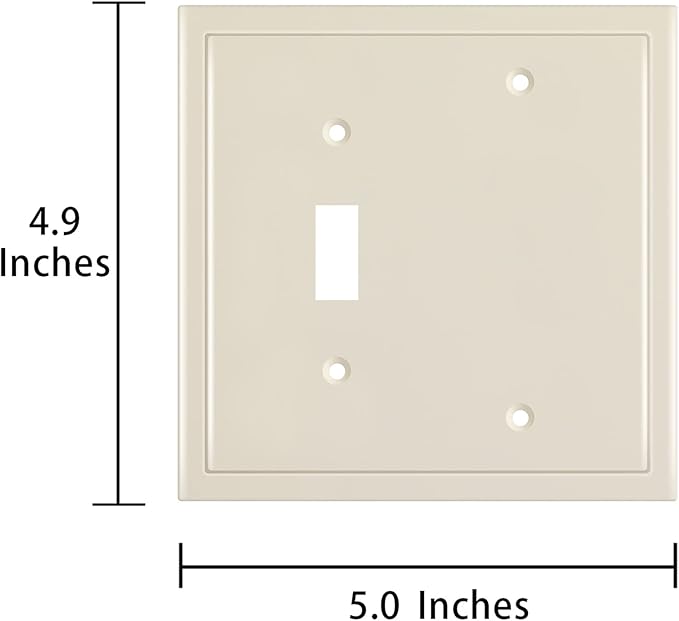 Henne Bery Modern Edge Decorative Wall Plate Switch Plate Outlet Cover, Durable Solid Zinc Alloy (Blank/Toggle, Light Almond)