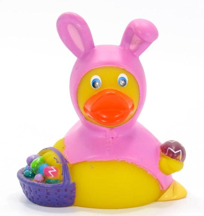Easter Bunny Pink Rubber Duck Bath Toy | Weighted and Sealed | Safe for Children All Ages | 100's of Styles to Chose | Collect Them All | 3 x 3.5 x 3