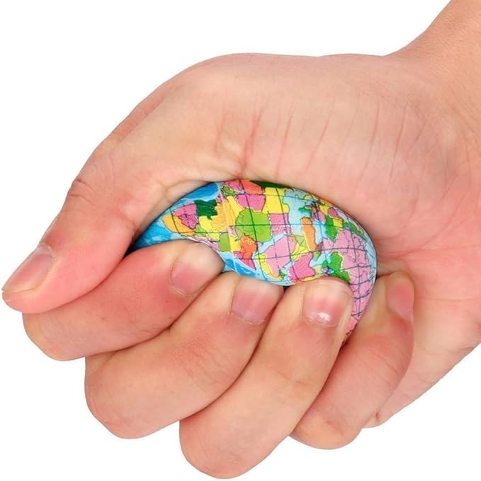 Blue Squishy Squeeze World Map Globe Palm Ball Slow Rising Stress Relief Ball for Birthday Xmas Gifts Xmas Stocking Fillers Party Bag Gifts, Squeeze Toys, Decorations (7.6CM)