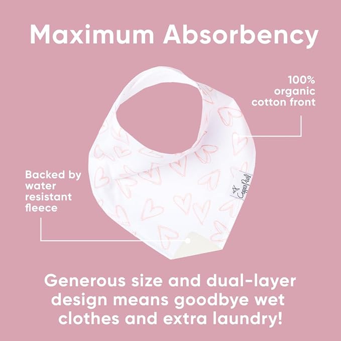 Copper Pearl 4 Pack Soft Cotton Baby Bibs for Drooling and Teething, Absorbent Drool Bibs for Baby Girl and Boy, Adjustable to Fit Newborns to Toddlers, Tons of Styles (Lola)