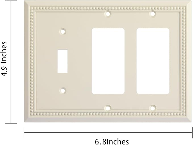 Henne Bery Sunken Pearls Heavy Duty Decorative Wall Plate Switch Plate Outlet Cover (Single Toggle/Double Decorator, Light Almond)