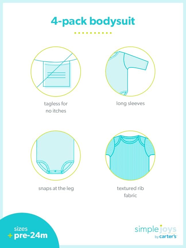 Simple Joys by Carter's unisex-baby 4-pack Side Snap Bodysuit